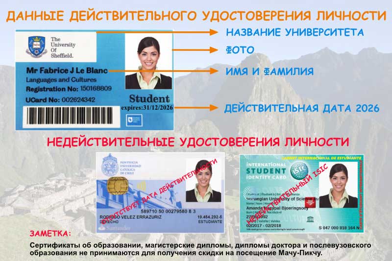 Universitätsausweis-Ticket Machu Picchu